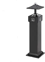 Outdoor Trash Can Commercial Stainless Steel Smoke Extinguishing ColumnOutdoor Vertical Ash ColumnLarge Fixable Ash Collector Outside Garbage can(Black)