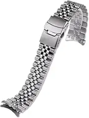 [KLXBXMYPK] Stainless Steel Watch Band Curved Metal Wristband 20mm 22mm Men's Women's Watch Strap Accessories Suitable for Smart Watch Quartz Watch(Silver -B,22mm)