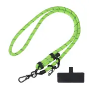 Phone Lanyard Adjustable with Patch Bright Green With Blue Streak 1 Pack