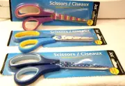 3 Pair SOFT GRIP HANDLES SCISSORS JOT 7-1/2 LONG STAINLESS STEEL **FAST SHIP**