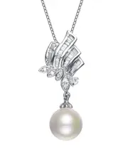 Genevive Silver 1-7mmmm Pearl CZ Pendant