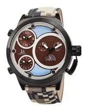 Joshua & Sons Men's Canvas Over Leather Watch