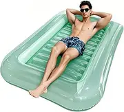 Inflatable Pool Float - Water Floats for Adults - Foldable Chair Bed Thickened Adjustable Headrest Support for Family Travel Camping Vacation Summer Poolside Backyard Beach Outdoor Fun