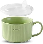mehrido Ceramic Soup Bowls with Handle and Lid, 750ml Large Soup Cup for Soup, Instant Noodle, Cereal, Soup Container, Microwave and Dishwasher Safe