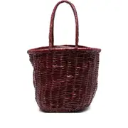 [Dragon Diffusion] Dragon Diffusion Braided Leather Bucket Bag ONE SIZE RED