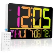 13" Large Digital Wall Clock with Remote Color Changing, 25 Ringtones, 0 RGB