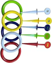 Amagogo Kids Rings Toss Game Set Tossing and Active Play Set Hand Eye Coordination 5 Throwing Rings Puzzle Toy for Beach Indoor