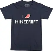 Boys Minecraft T-shirt | Mine Craft Tshirt | Official | PORKCHOP | Youth | L | NAVY | 35" CHEST