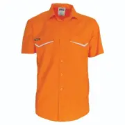 DNC Workwear Rip Stop Hi Vis 100% Cotton Safety Shirt W UnderArm Cooling Vents