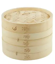 Davis & Waddell 2 Tier Bamboo Steamer Basket Dumpling Asian Food Steamer 20x15cm