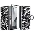 Leather Leopard Pattern Front Glass Protector Case For Samsung Galaxy Z Fold 6 5