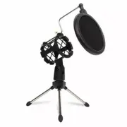 Microphone Mic Shock Mount Studio Desktop Table Top Tripod Stand w/ Pop Filter