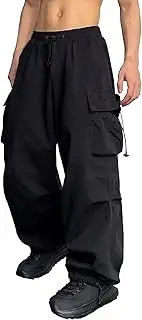 [RegaliaKun] Men's Baggy Cargo Pants Trendy Casual Parachute Pant Loose Fit Harem Joggers with Pockets for Streetwear