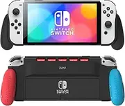 MEQI Grip Case Compatible with Nintendo Switch OLED, Unique Upgraded Designed with 5 Game Slots Comfortable & Ergonomic Grip Switch Accessories