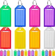 Plastic Key Tags, Key Labels with Ring and Label Window, 8 Colors（24pcs）