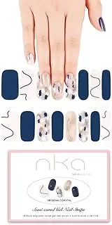 NKA Semi Cured Gel Nail Polish Strips,16 Extra Long Double Ended Nail Stickers Wraps, UV Lamp Curing Gel Nail Strip, COASTAL