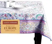 Maison d'Hermine Table Cloth Rectangle Table 100% Cotton 60 x 90 Inches Tablecloth Reusable Decorative for Dining Room, Farmhouse, Home, Party, Festive & Wedding Spring Summer - Indian Floral