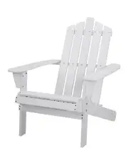 [Gardeon] Outdoor Sun Lounge Beach Chairs Table Setting Wooden Adirondack Patio White