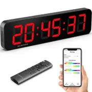15.2" Large Digital Wall Clock, Customizable RGB Color, App and Remote Contro...