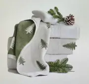 *Pottery Barn Pine Tree Reversible Organic Jacquard HAND TOWEL