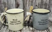 Set Of 2 MudPie Enamel Mugs With Marshmallow Forks New With Tags