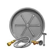 Firegear FPB-33RBSMT-N Match Light Gas Fire Pit Burner Kit, Round Bowl STAINLESS