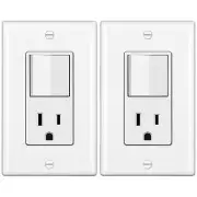 2 Pack Ten Combination Wall Light Switch And Decor Outlet Single Pole Rocker S
