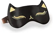 Drizzle Cat Eye Mask Natural Silk Sleep Mask by Smooth and Soft Eye Covers for Sleeping (Black1)