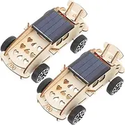 PHENOFICE 2pcs Solar Powered Wooden Car Kit Robot Building Kits Stem Educational Toy for Kids DIY 3D Puzzle Science Experiment Building Set