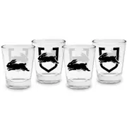 South Sydney Rabbitohs NRL Team Logo 50ml Shot Glasses Bar Set of 4