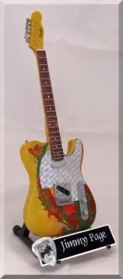 JIMMY PAGE Led Zeppelin Miniature Guitar Tele Dragon w/ Guitar Pick