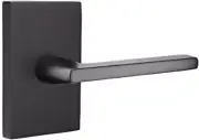Passage Set, Modern Rectangular Rosette, Helios Lever, Flat Black, RH