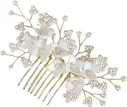 Ipetboom Pearl Hair Comb for Women Elegant Flower Side Comb Wedding Bridal Hair Accessories for Special Occasions Unique Aesthetic