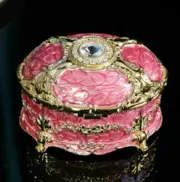ROSE PINK TIN ALLOY OVAL WIND UP MUSIC BOX : LAST CHRISTMAS @ WHAM