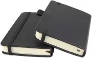 Pocket Notebook Small Hardcover Journal With Pen Holder Black 2 Pack 3.5" x 5.5"