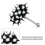(Black) Cool Vibrating Barbell Tongue Rings Tongue Bars Piercing Stainless LJ4