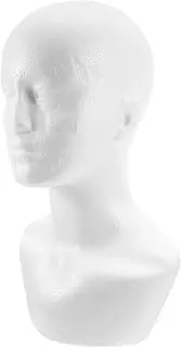 Outanaya Foam Head Mannequin: Stable Base and Male Head for Hat and Wig Display - White Foam Stand for DIY Projects Crafting and Photography