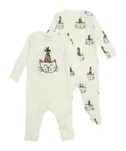 Stella McCartney Kids Cat Printed Two Pack Of Baby Onesies 3 white