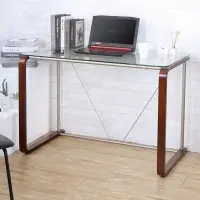 在飛比找松果購物優惠-C型透明玻璃電腦桌(2色) 強化玻璃桌面 工作桌 辦公桌 書