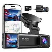 Dash Cam Front Rear 4K/2.5K Full HD Dash Camera for Cars Included 32GB Card B...