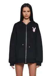 [Playboy by Dolls Kill] Flirt More Zip-Up Hoodie