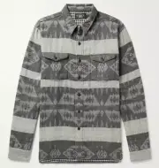 Ralph Lauren RRL Gray Flannel Wool Jacquard Southwest Shirt Men's Large L