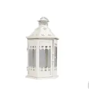 6 Antique White 31cm Metal Iron Moroccan Lantern Tealight Wedding Candle Holder