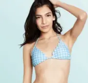 Stoney Clover Lane x Target Blue Gingham Scalloped String Bikini Top SZ XS NWT