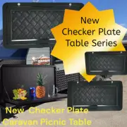 CARAVAN PICNIC TABLE FOLDOUT CAMPING MOTORHOME CHECKER BLACK 800mm x 450 RV