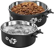 Dog Crate Water Bowl No Spill,2 Pack Stainless Steel Water Bowl for Dog Crate,Hanging Dog Bowls for Kennel Crate Cage Medium Large Dogs Cats