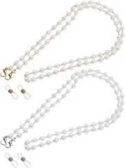 2Pcs Pearls Glasses Chain Decorative Pearls Eyewear Chain Pearl Glasses Strap Me