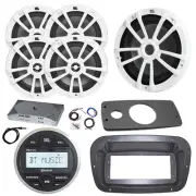 JBL Marine Radio, Spa Bezel,Adapter, ANT, Amp,Kit, Sub, 4x 8" 375W White Speaker