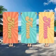 Personalized Retro Beach Towel, Custom Name Towel, Groovy Summer Vacation Gift