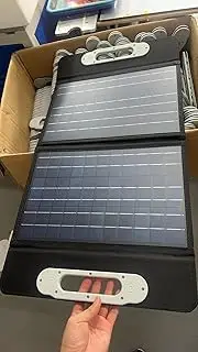 60W Polycrystalline Solar Panel Charging Panel with Handle Solar Charger IP65 for Home Car Boat Indoor Use Grey One Size